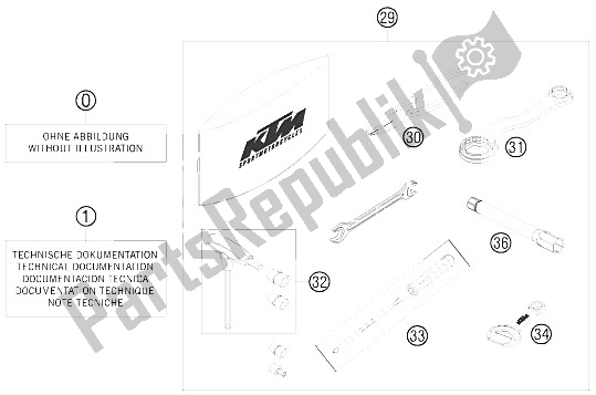 All parts for the Accessories Kit of the KTM 690 Supermoto Black Europe 2008