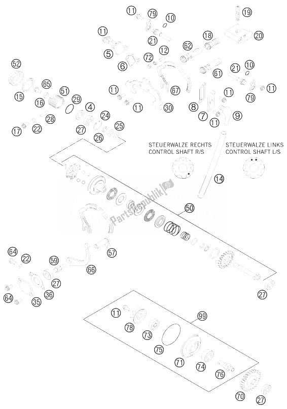Tutte le parti per il Controllo Di Scarico del KTM 125 SX USA 2013