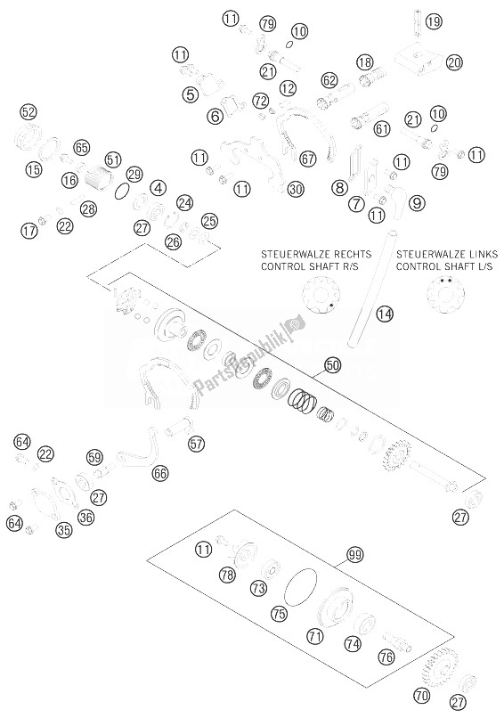 All parts for the Exhaust Control of the KTM 150 SX USA 2014