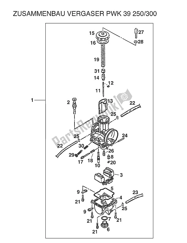 All parts for the Carburetor Keihin Pwk 39 '93 of the KTM 250 E XC Europe 1994