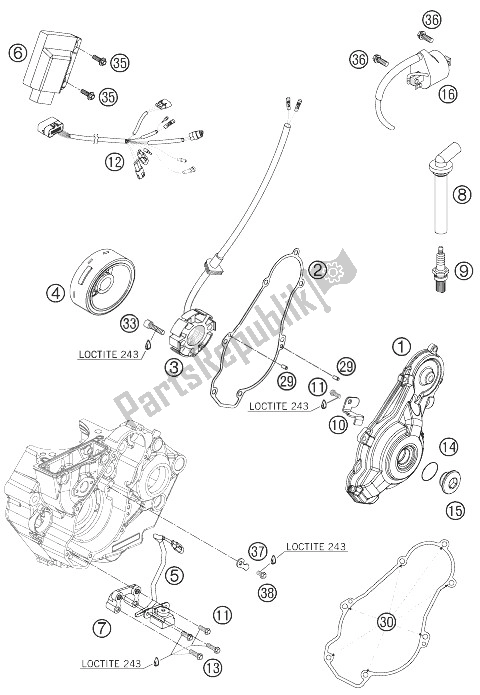 Toutes les pièces pour le Système De Mise à Feu du KTM 505 SX F Preseries Europe 2007