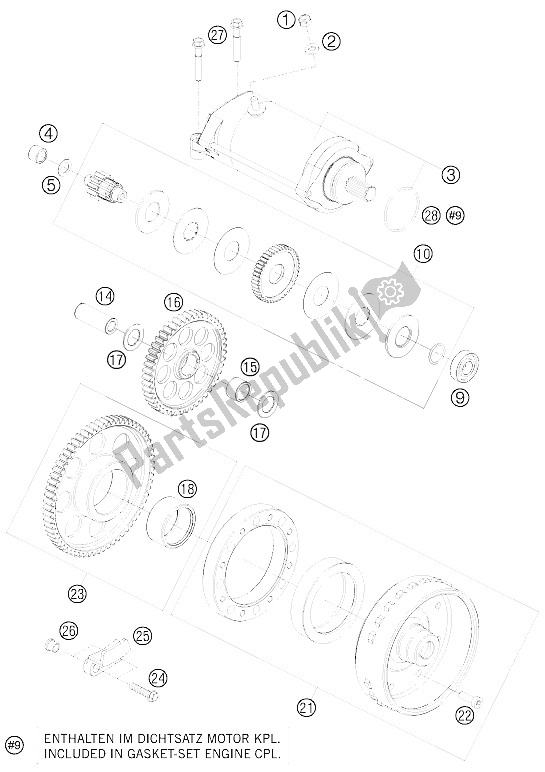 All parts for the Electric Starter of the KTM 1190 RC8R Track Europe 2012