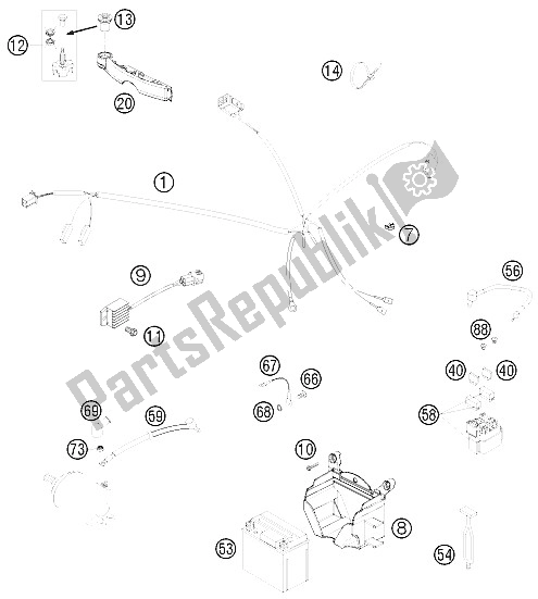 All parts for the Wiring Harness of the KTM 300 XC W USA 2008