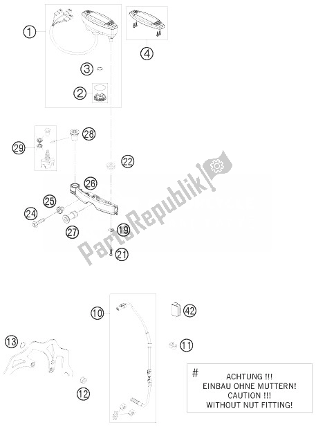 Alle onderdelen voor de Instrumenten / Sluitsysteem van de KTM 250 XCF W South Africa 2010