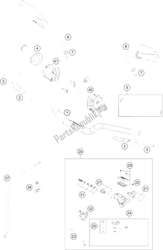 Tutte le parti per il Manubrio, Comandi del KTM 690 Duke Orange ABS 2016 China 2015