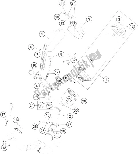 Toutes les pièces pour le Système D'échappement du KTM 1190 Adventure ABS Grey CKD 15 Brazil 2015