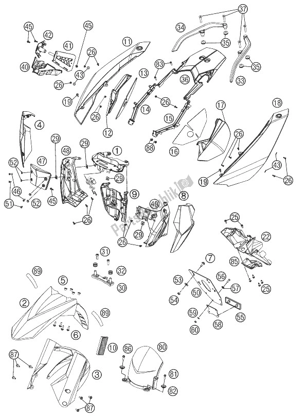 Todas as partes de Máscara, Pára-choque do KTM 990 Supermoto R ABS Europe 2013