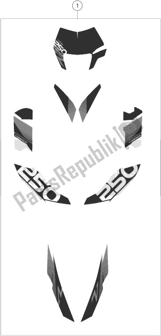 All parts for the Decal of the KTM Freeride 250 R Europe 2014