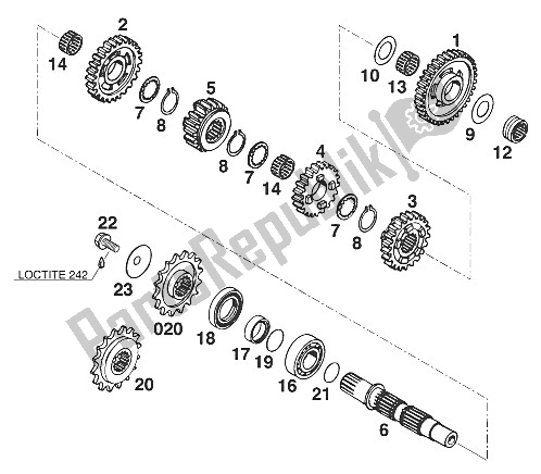 All parts for the Gearbox Ii Lc4 '98 of the KTM 400 EGS E 29 KW 11 LT Blau Australia 1997