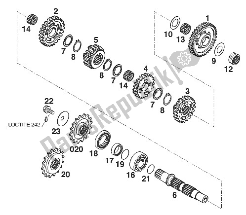 All parts for the Gearbox Ii Lc4 '98 of the KTM 400 LC4 E USA 2000