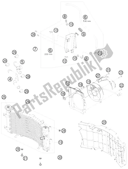 Tutte le parti per il Sistema Di Raffreddamento del KTM 450 SX ATV Europe 2009