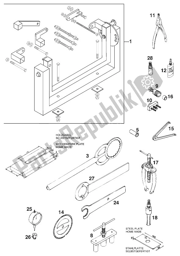 Toutes les pièces pour le Outils Spéciaux 125 '97 du KTM 125 EGS M ö 6 KW Europe 1997