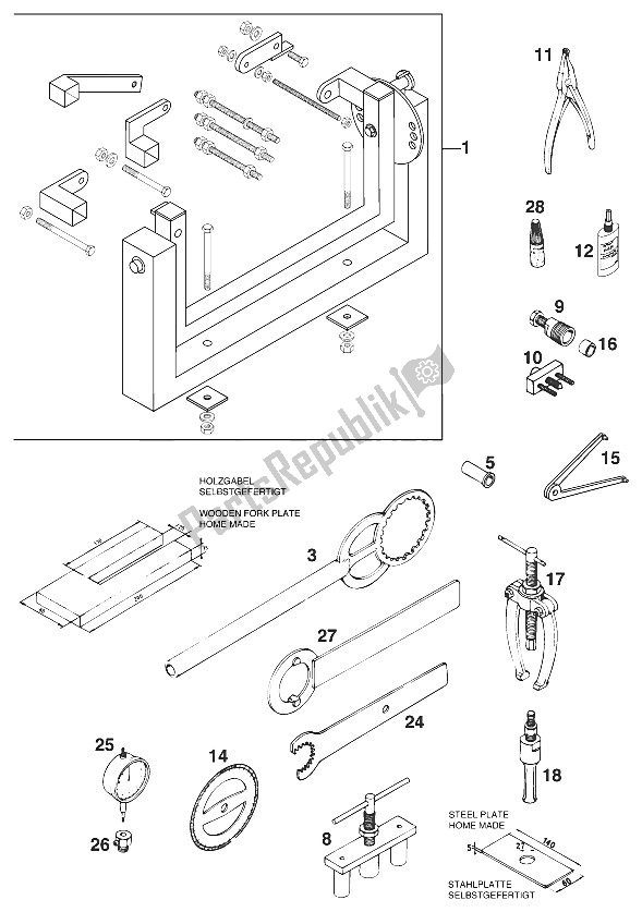 Todas las partes para Herramientas Especiales 125 '97 de KTM 125 EXC M O Europe 1996