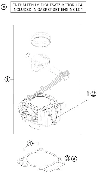 All parts for the Cylinder of the KTM 690 SMC R Europe 2012