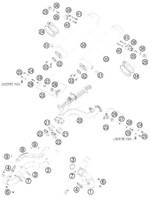 Tutte le parti per il Impianto Di Scarico del KTM 990 Adventure S USA 2008