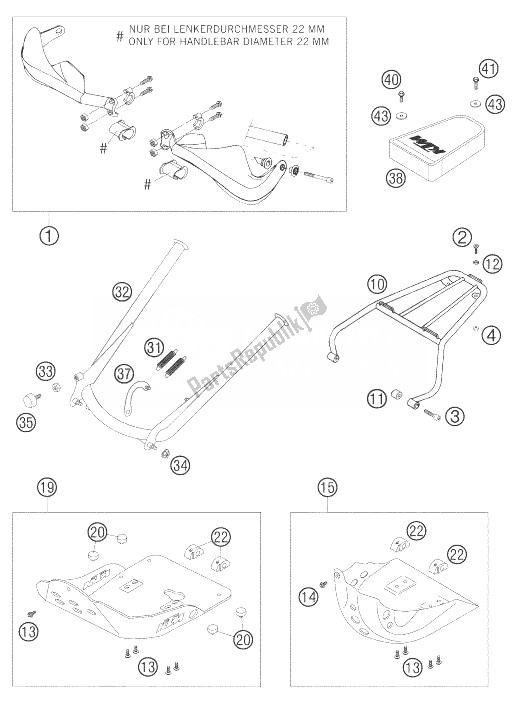 All parts for the Attachment Parts of the KTM 625 SXC Europe 2007