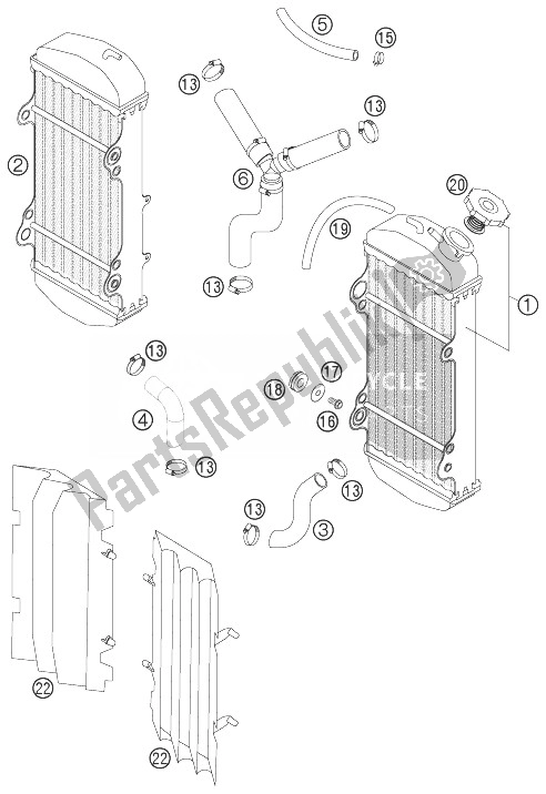 Alle onderdelen voor de Koelsysteem 450/525 Smr van de KTM 450 SMR Europe 2004