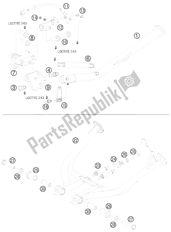 Wszystkie części do Podstawka Boczna / ? Rodkowa KTM 990 Adventure R Europe 2009