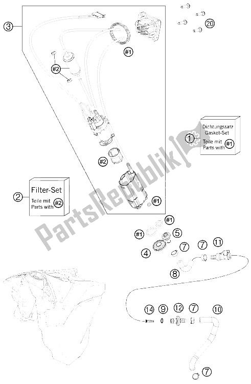 All parts for the Fuel Pump of the KTM 250 XCF W USA 2016