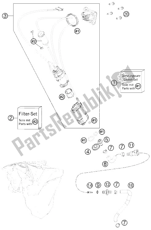 Toutes les pièces pour le Pompe à Essence du KTM 350 XCF W USA 2015