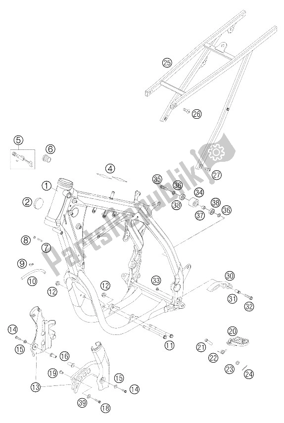 Alle onderdelen voor de Frame, 250-525 Racin van de KTM 250 EXC Racing Australia 2005