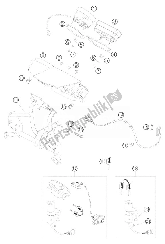 Toutes les pièces pour le Porte-cockpit, Compteur De Vitesse du KTM 950 Adventure Black LOW Australia United Kingdom 2004