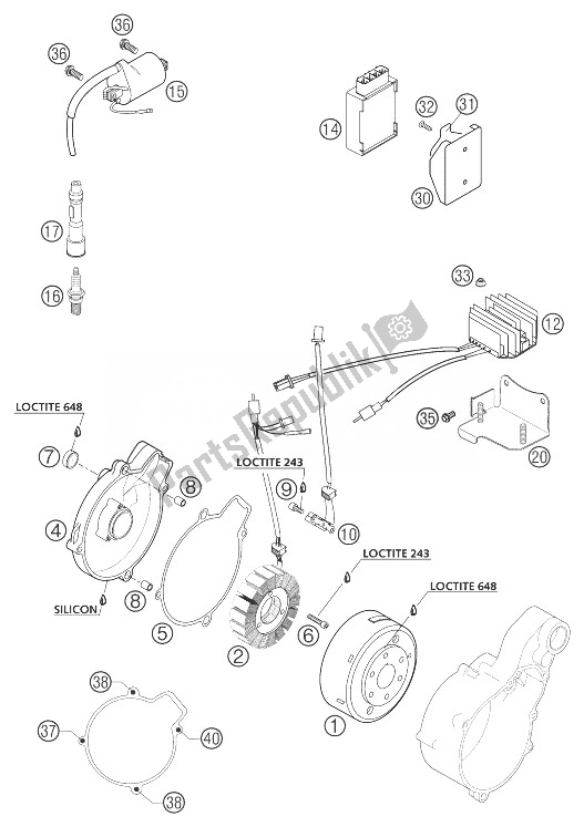 Tutte le parti per il Accensione Kokusan 640 Lc4 del KTM 640 LC4 Supermoto Orange Europe 2003