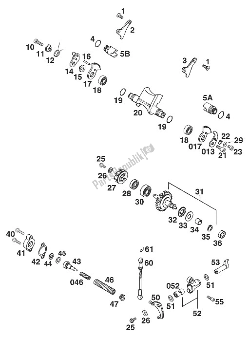 Toutes les pièces pour le Soupape D'échappement 250/300/360'96 du KTM 250 SX M O USA 1996