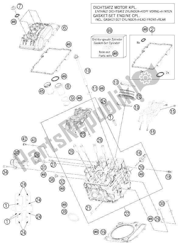 Toutes les pièces pour le Culasse Avant du KTM 1190 RC8 R White USA 2014