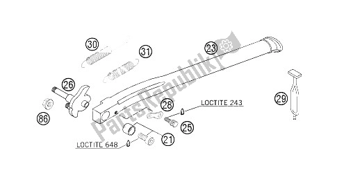 All parts for the Side Stand of the KTM 200 EXC Europe 2006