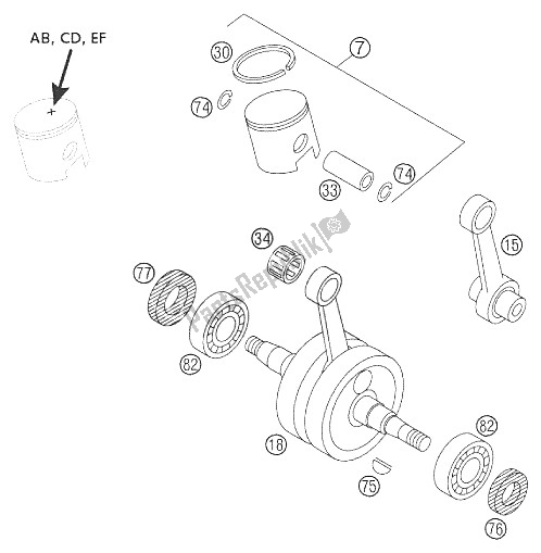 Tutte le parti per il Albero Motore, Pistone 50 Gs 2002 del KTM 50 Mini Adventure GS Europe 2002