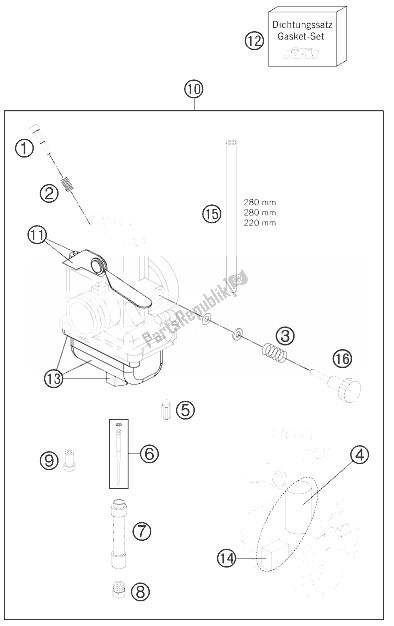 All parts for the Carburetor of the KTM 65 SXS USA 2014