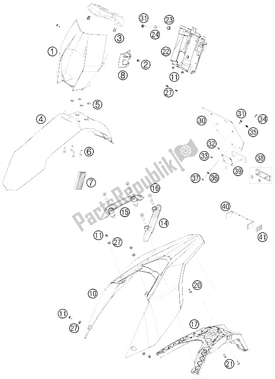 All parts for the Mask, Fenders of the KTM 690 Enduro 08 USA 2008