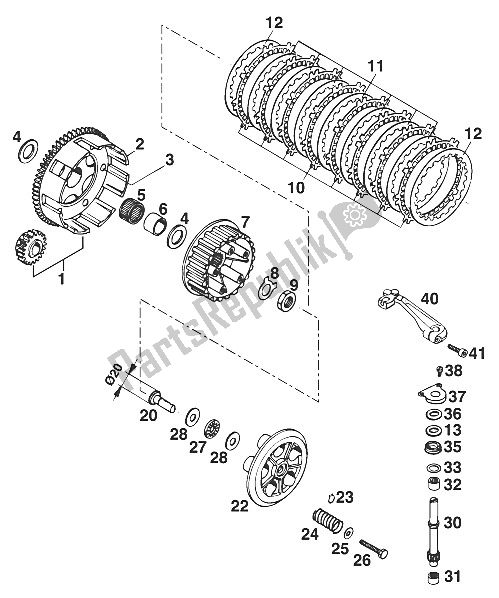 Todas as partes de Embreagem 125 ? 94 do KTM 125 SX Europe 1994