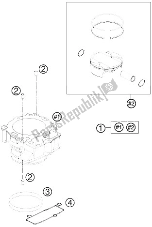 All parts for the Cylinder of the KTM 450 SX F Europe 2012