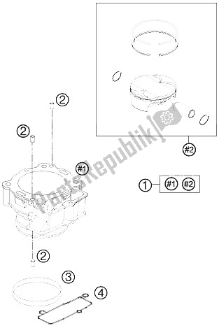 All parts for the Cylinder of the KTM 450 SX F USA 2012