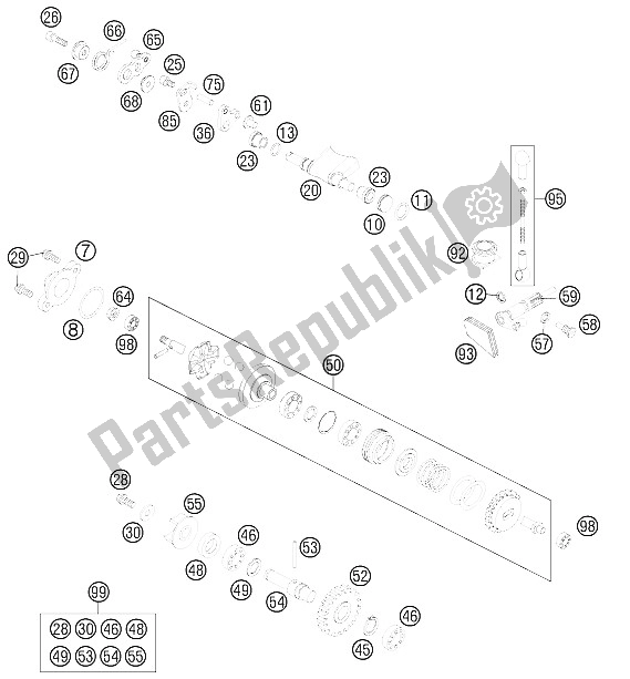 All parts for the Exhaust Control of the KTM 85 SX 17 14 Europe 2012