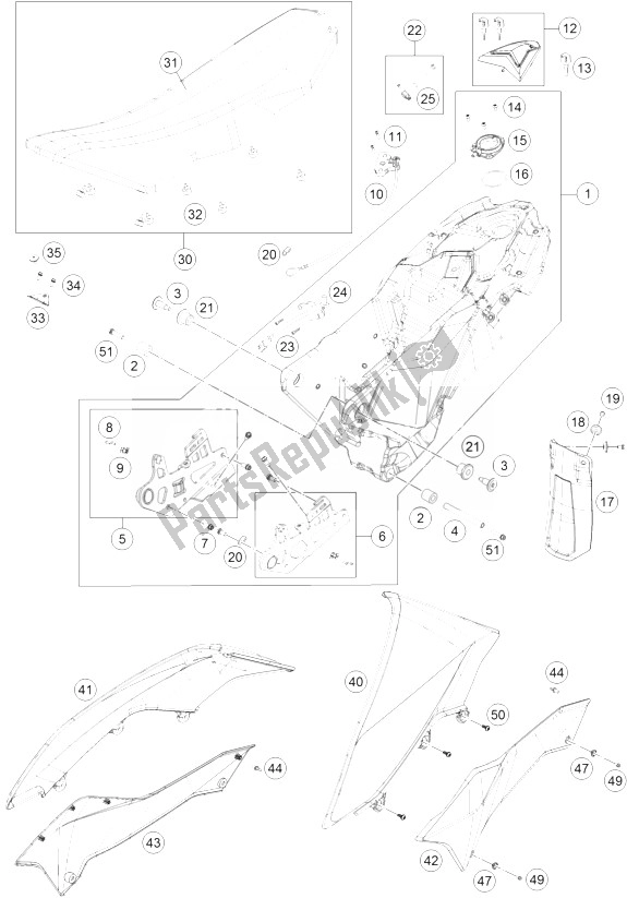 Toutes les pièces pour le Réservoir, Siège, Couverture du KTM 690 Enduro R ABS Australia 2014