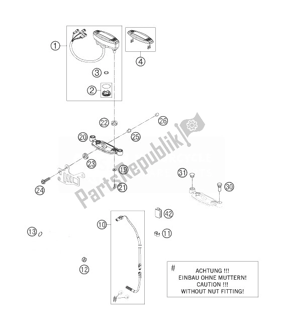 All parts for the Speedometer of the KTM 250 EXC F SIX Days Europe 2007