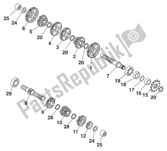 All parts for the Gearbox 60/65 Ccm I '98 of the KTM 60 SX Europe 1999