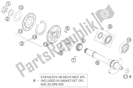 All parts for the Balancer Shaft of the KTM 950 Supermoto Black Australia United Kingdom 2005