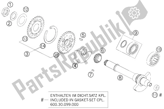 All parts for the Balancer Shaft of the KTM 990 Superduke Black France 2006