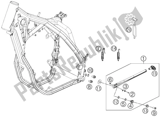 Alle onderdelen voor de Zij- / Middenstandaard van de KTM 450 XC W USA 2014