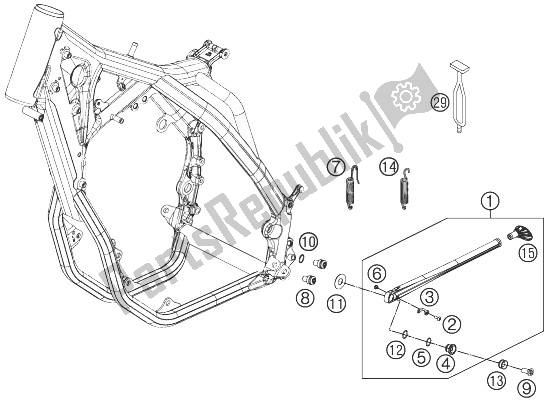 Alle onderdelen voor de Zij- / Middenstandaard van de KTM 500 XC W USA 2014