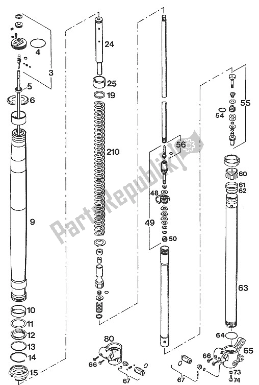 All parts for the Front Legs - Suspension 350-620 Lc4'94 of the KTM 400 EXC WP Europe 1994