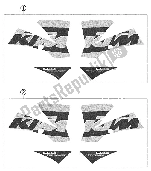 Todas las partes para Etiqueta 50 Lc de KTM 50 SX PRO Senior LC Europe 2005