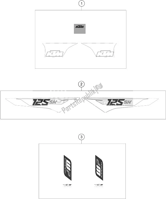 Todas as partes de Decalque do KTM 125 SX USA 2016