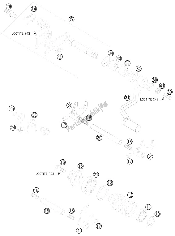 All parts for the Shifting Mechanism of the KTM 85 SX 17 14 Europe 2009