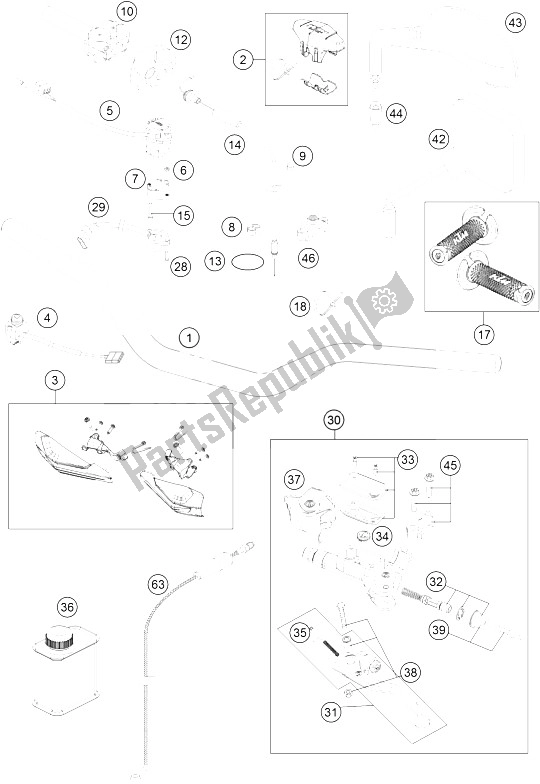 All parts for the Handlebar, Controls of the KTM 300 EXC Factory Edition Europe 2015