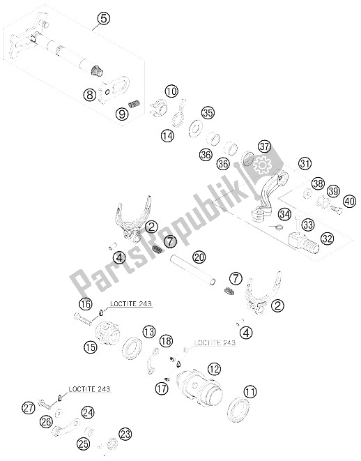 All parts for the Shifting Mechanism of the KTM 450 SX F Europe 2008